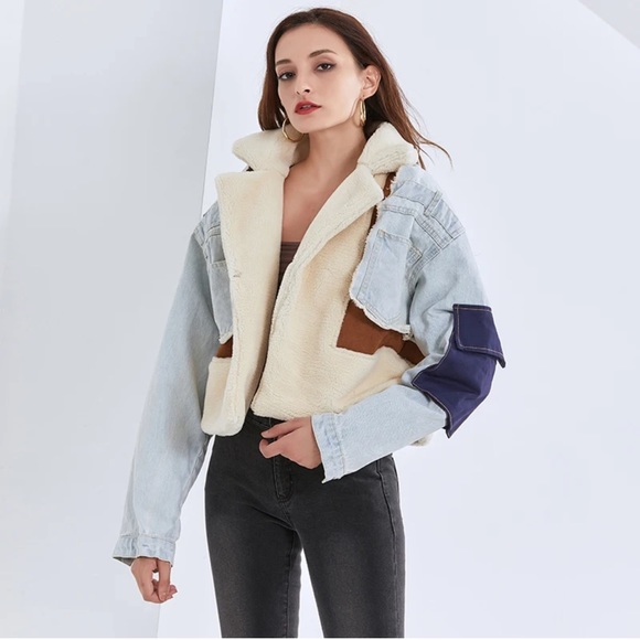 New, Faux shearling and denim jacket. - Picture 2 of 4